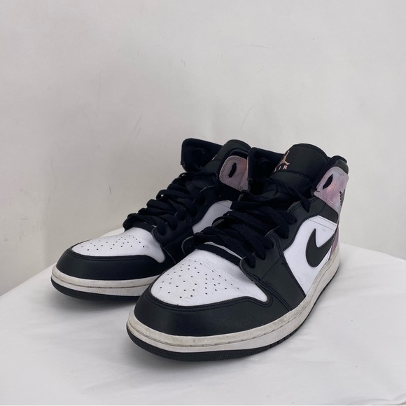 Nike Air Jordan white, black, and lavender high top sneakers - Picture 1 of 5